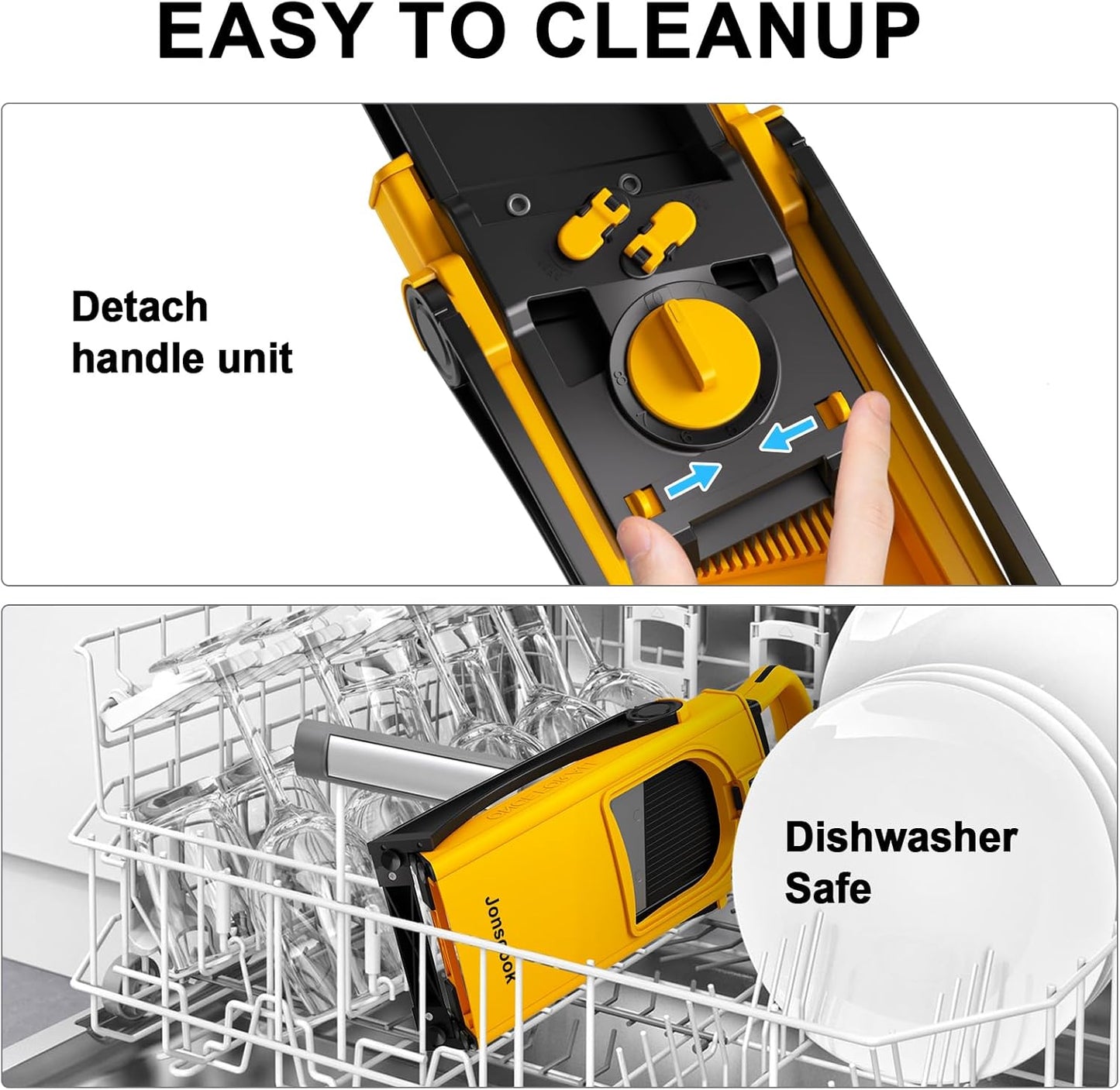 Safe Mandoline Food Slicer For Kitchen, Multifunctional Veggie Chopper Vegetable Cutter Slicer Dicer, All in 1, can Slice, Strips, Shred, Dice-Yellow