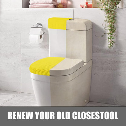 Toilet Lid Cover and Toilet Tank Cover Stretch Toilet Covers Set for Bathroom, Polyester Spandex Jacquard Fabric, Machine Washable, with Elastic Bottom, Yellow