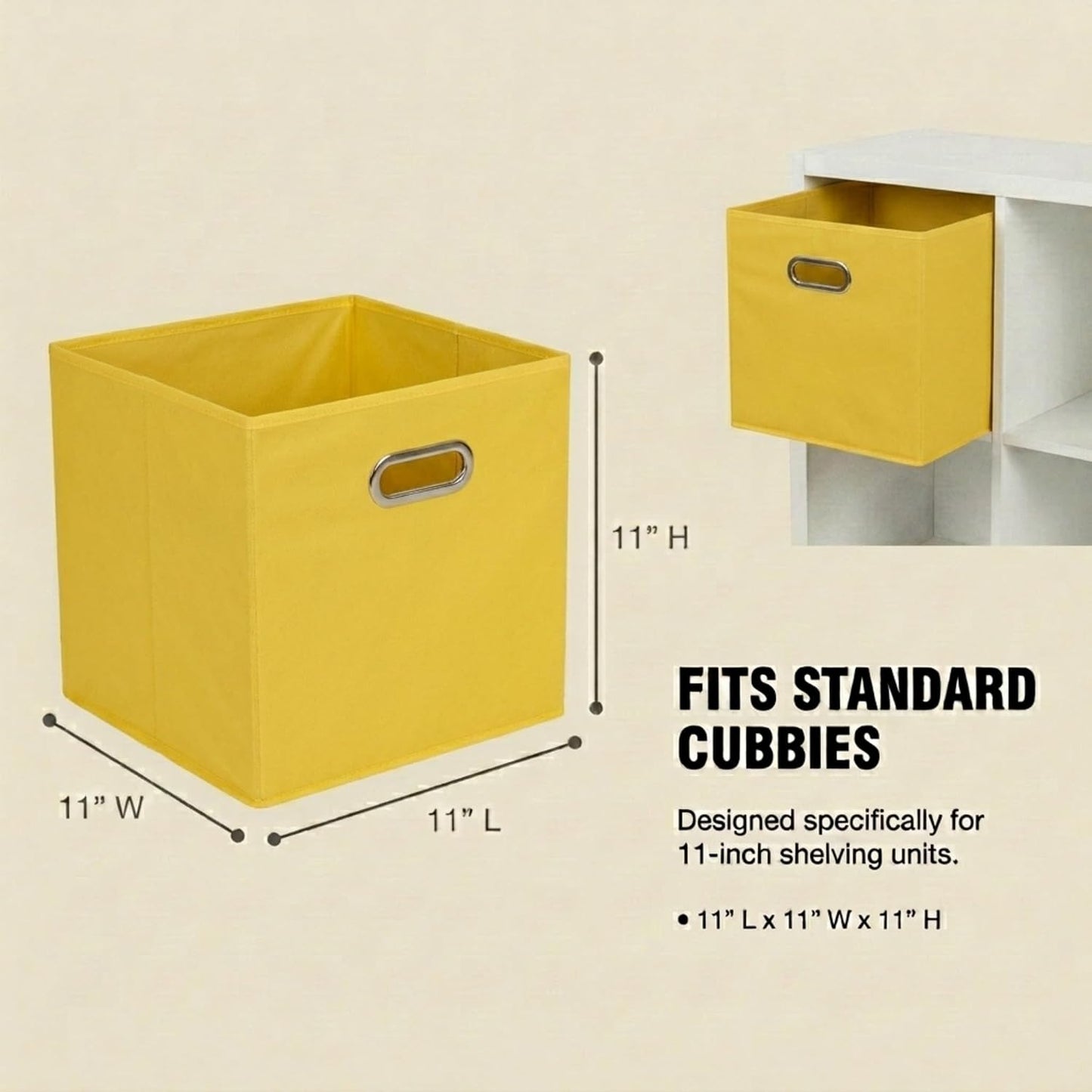 6 ct Open Fabric Cube Storage Bins, Golden Yellow