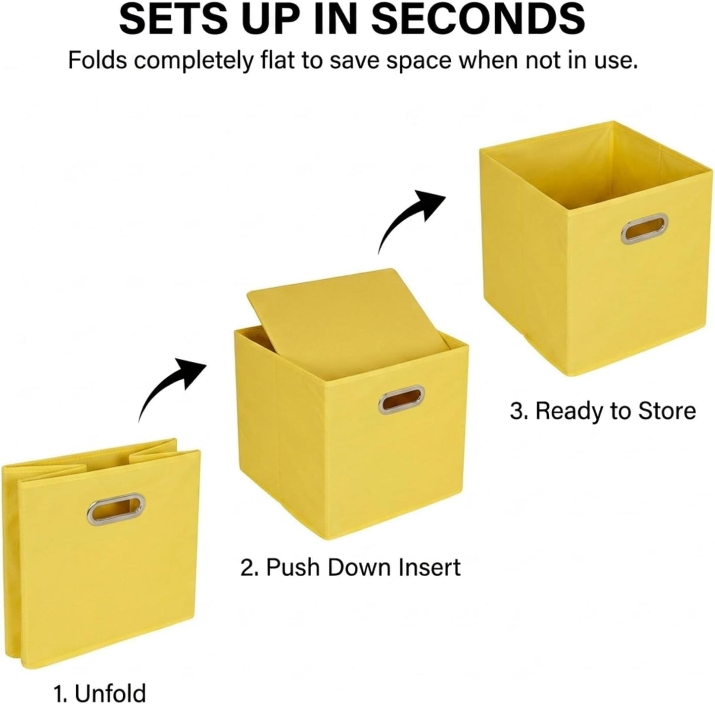 6 ct Open Fabric Cube Storage Bins, Golden Yellow