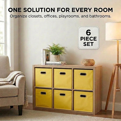 6 ct Open Fabric Cube Storage Bins, Golden Yellow