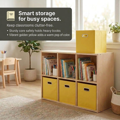 6 ct Open Fabric Cube Storage Bins, Golden Yellow