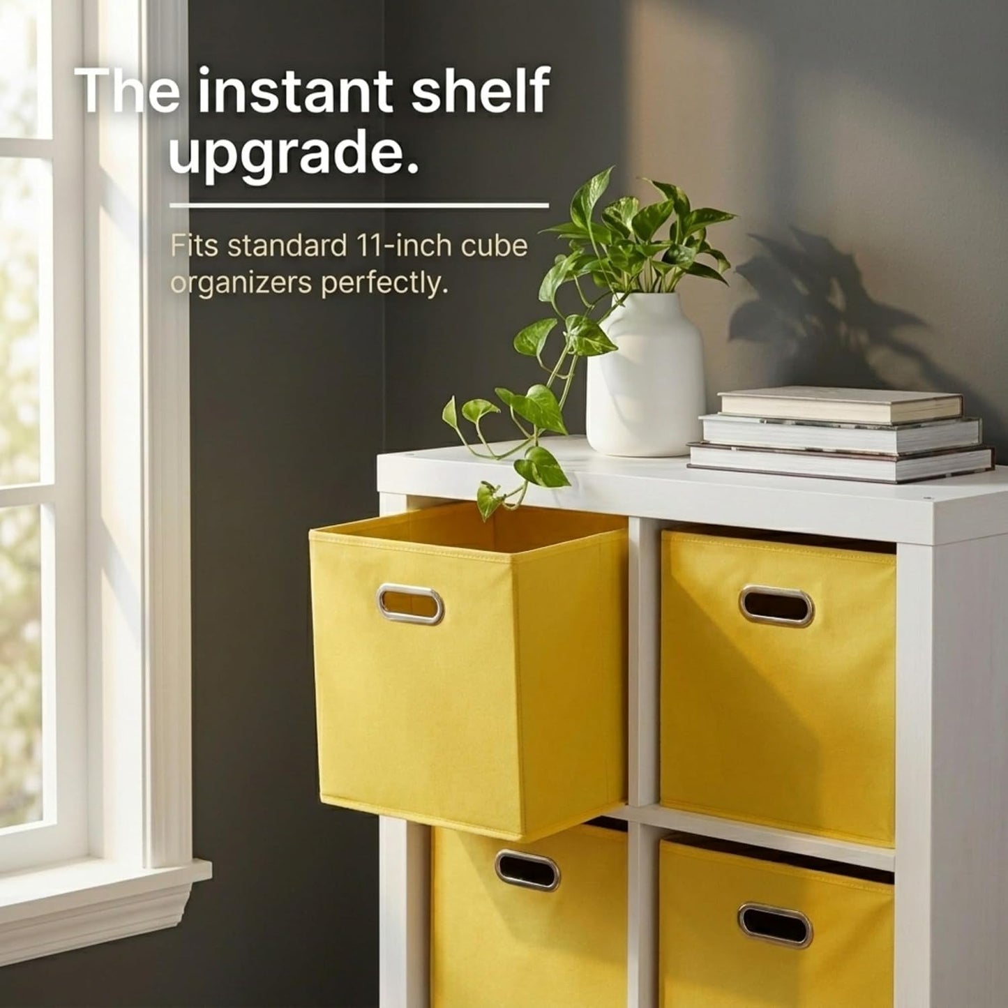 6 ct Open Fabric Cube Storage Bins, Golden Yellow
