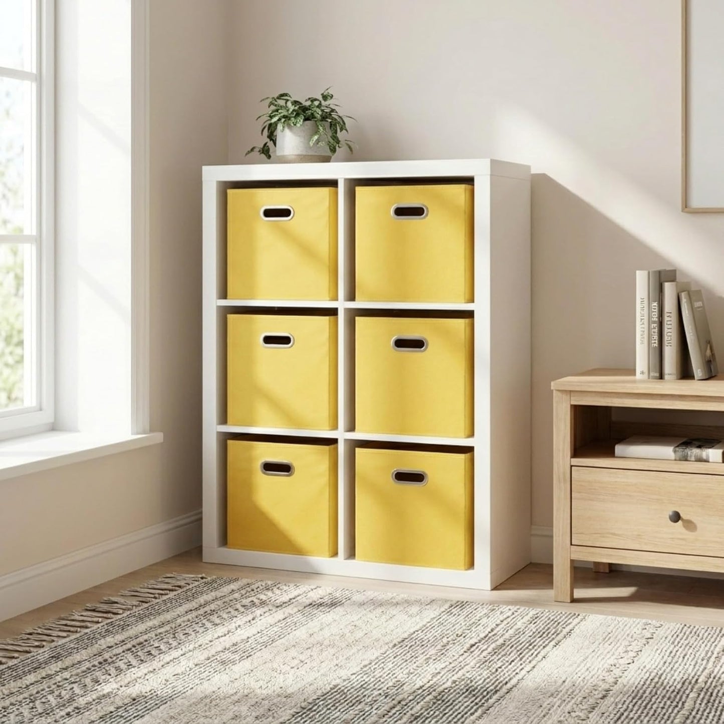 6 ct Open Fabric Cube Storage Bins, Golden Yellow
