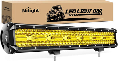 LED Light Bar 20Inch 420W Yellow Flood Spot Combo Triple Row Driving Lamp Roof Bumper Off Road LED Work Lights Pods for Van Camper Wagon Car Pickup Golf Cart ATV UTV SUV Truck Boat 4x4