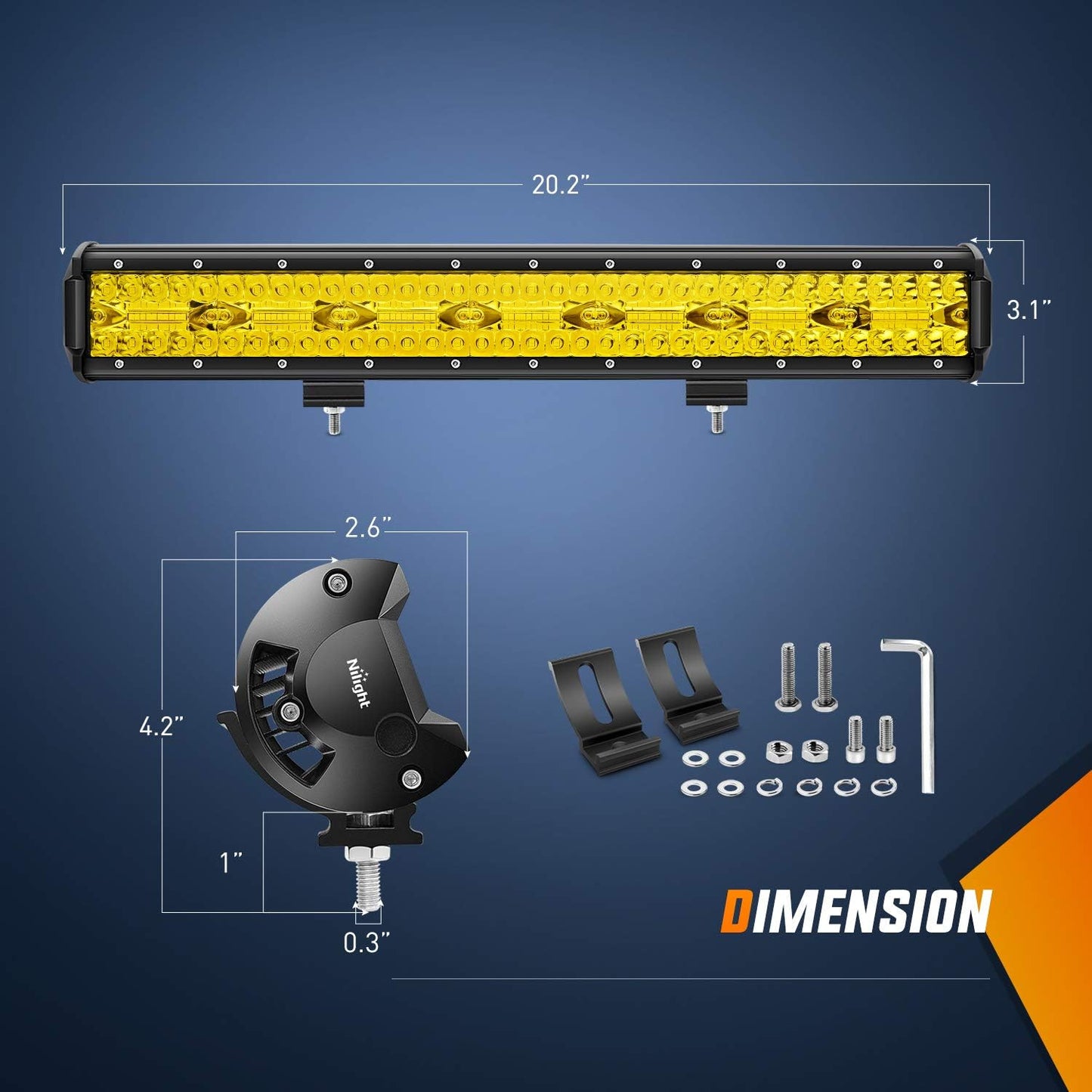LED Light Bar 20Inch 420W Yellow Flood Spot Combo Triple Row Driving Lamp Roof Bumper Off Road LED Work Lights Pods for Van Camper Wagon Car Pickup Golf Cart ATV UTV SUV Truck Boat 4x4