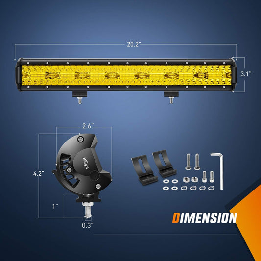 LED Light Bar 20Inch 420W Yellow Flood Spot Combo Triple Row Driving Lamp Roof Bumper Off Road LED Work Lights Pods for Van Camper Wagon Car Pickup Golf Cart ATV UTV SUV Truck Boat 4x4