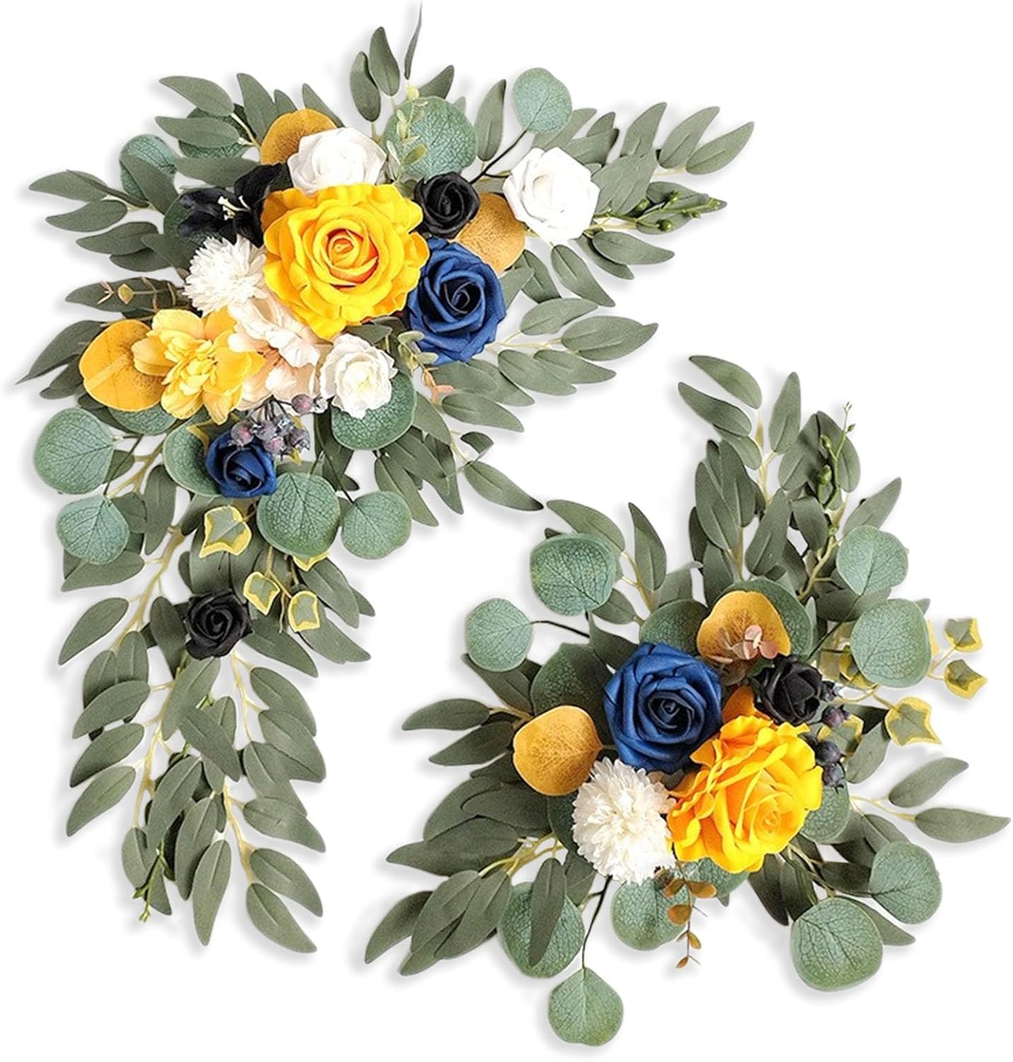 Yellow Wedding Arch Flowers, Faux Flower Swag Set of 2, Yellow Floral Swag for Wedding Arch Welcome Signs, Reception Ceremony Signs Decor