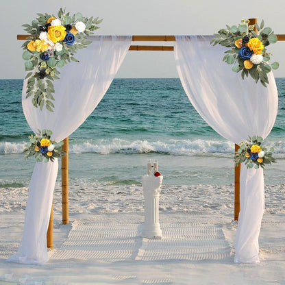 Yellow Wedding Arch Flowers, Faux Flower Swag Set of 2, Yellow Floral Swag for Wedding Arch Welcome Signs, Reception Ceremony Signs Decor