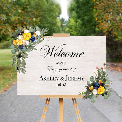 Yellow Wedding Arch Flowers, Faux Flower Swag Set of 2, Yellow Floral Swag for Wedding Arch Welcome Signs, Reception Ceremony Signs Decor