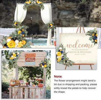 Yellow Wedding Arch Flowers, Faux Flower Swag Set of 2, Yellow Floral Swag for Wedding Arch Welcome Signs, Reception Ceremony Signs Decor