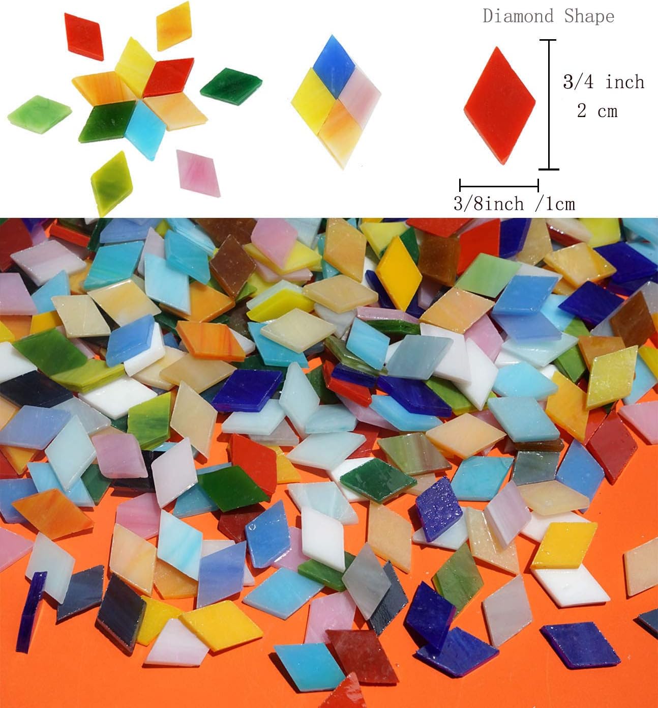 1050 Pieces Mixed Shapes Glass Mosaic Tiles for Crafts, Colorful Stained Glass Pieces for Mosaic Projects