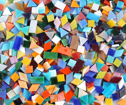 1050 Pieces Mixed Shapes Glass Mosaic Tiles for Crafts, Colorful Stained Glass Pieces for Mosaic Projects