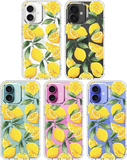 Case for iPhone 16, [Buffertech 6.6ft Military-Grade Drop Protection] [Anti Peel Off Tech] Clear TPU Bumper Phone Case Cover Design - Lemon