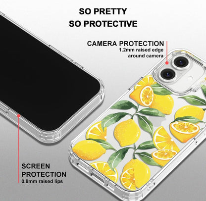 Case for iPhone 16, [Buffertech 6.6ft Military-Grade Drop Protection] [Anti Peel Off Tech] Clear TPU Bumper Phone Case Cover Design - Lemon