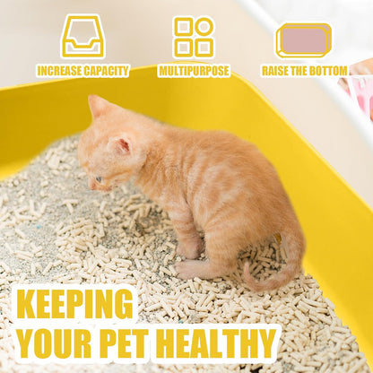 Small Litter Box, Plastic Kitten Litter Box, 13.9 x 9.8 x 3 Inch Open Litter Box for Small Pet, Easy to Clean (Yellow 4PCS)