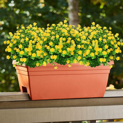 6 Bundles Outdoor Artificial Flowers UV Resistant Fake Boxwood Plants, Faux Plastic Greenery for Indoor Outside Hanging Plants Garden Porch Window Box Home Wedding Farmhouse Decor (Yellow)