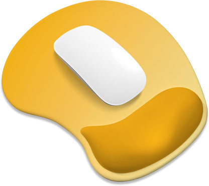 Ergonomic Mouse Pad, Cushioned Gel Wrist Rest, Non-Slip Base, Smooth Surface, Cute Multi-Color, 9.5 x 8.2 in, Yellow Gradient