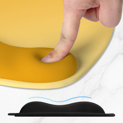 Ergonomic Mouse Pad, Cushioned Gel Wrist Rest, Non-Slip Base, Smooth Surface, Cute Multi-Color, 9.5 x 8.2 in, Yellow Gradient