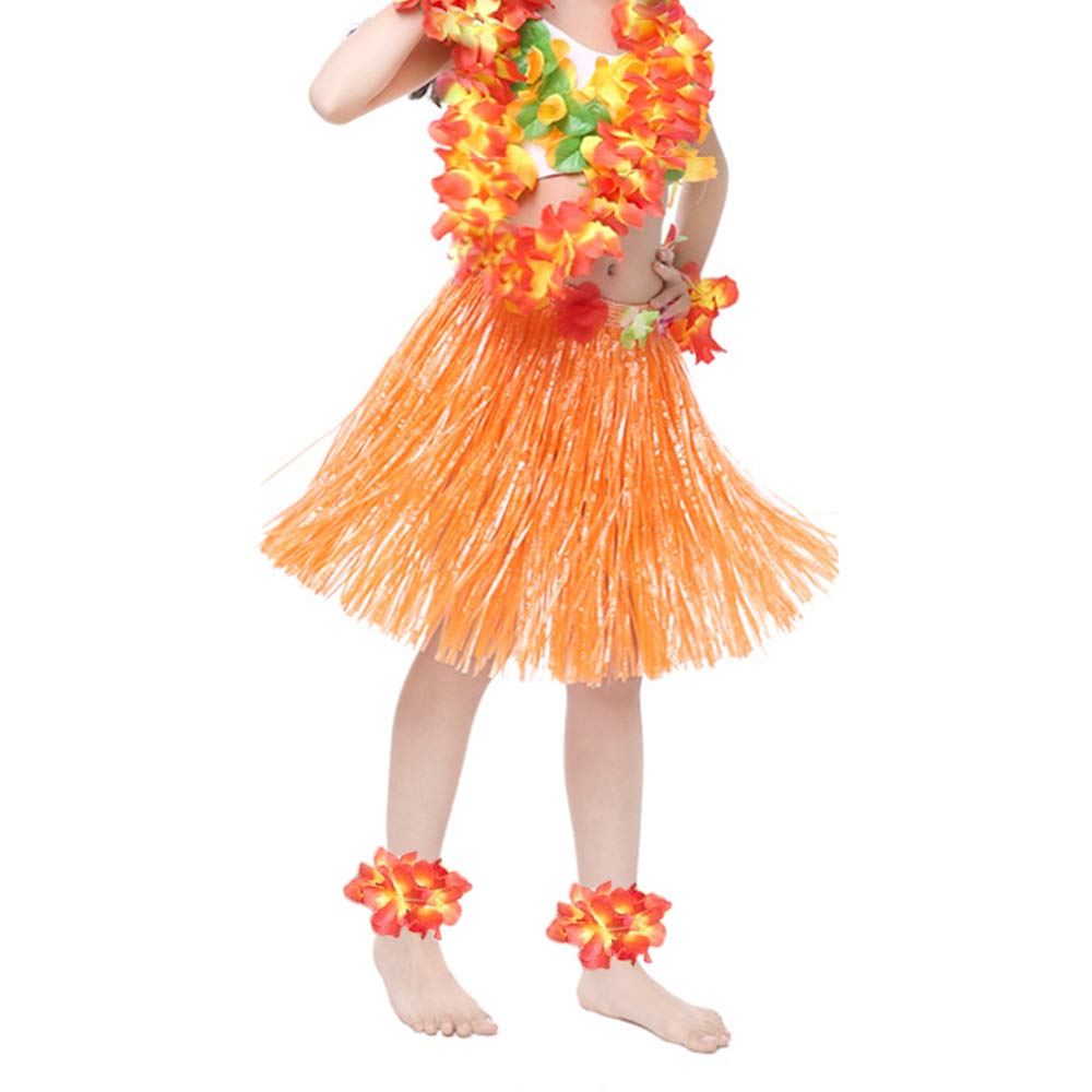 Hawaiian Leis Headband Wristbands Flower Tropical Hawaii Luau Necklace Headpiece Hair Bands Hairband Wreath Bracelets Women Cosplay Dress Up Wedding Summer Beach Birthday Party Supplies Yellow