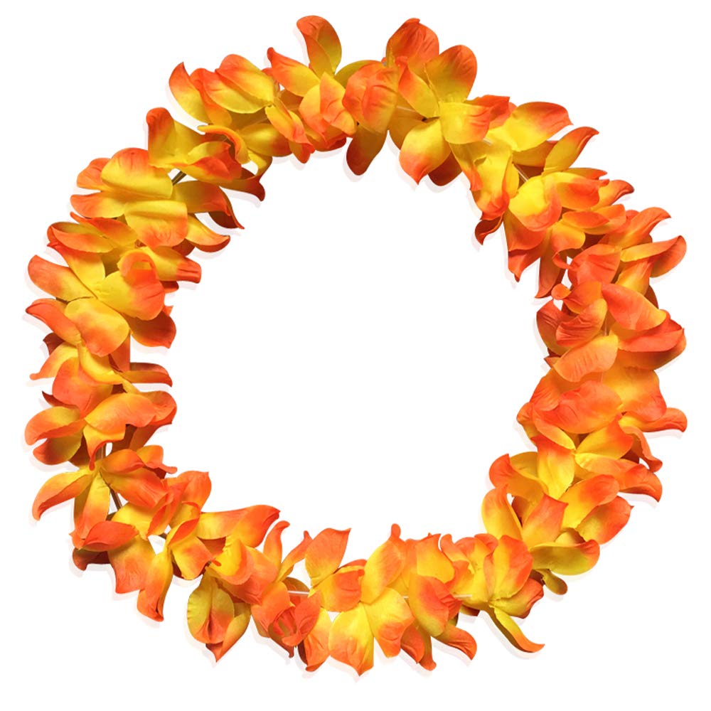 Hawaiian Leis Headband Wristbands Flower Tropical Hawaii Luau Necklace Headpiece Hair Bands Hairband Wreath Bracelets Women Cosplay Dress Up Wedding Summer Beach Birthday Party Supplies Yellow