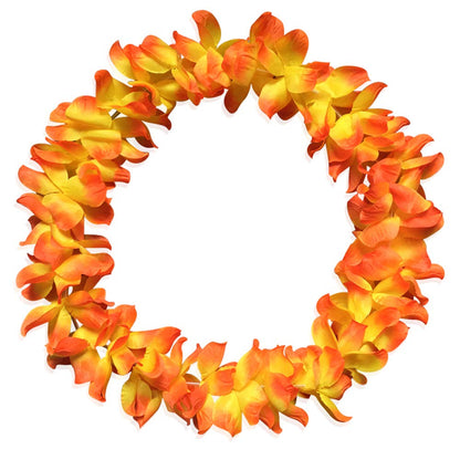 Hawaiian Leis Headband Wristbands Flower Tropical Hawaii Luau Necklace Headpiece Hair Bands Hairband Wreath Bracelets Women Cosplay Dress Up Wedding Summer Beach Birthday Party Supplies Yellow