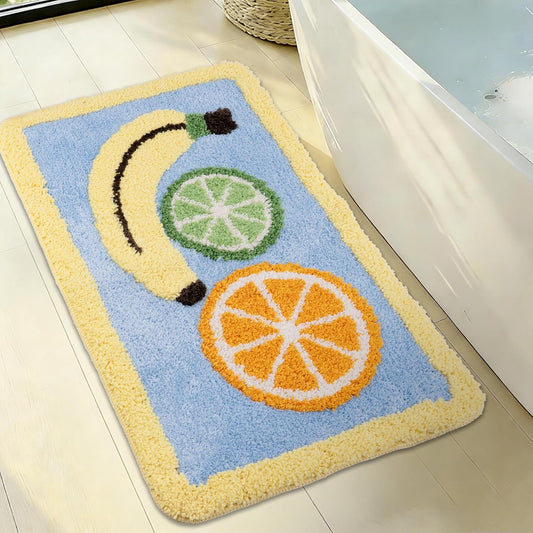 Ultra Absorbent Bath Rug Mat - Super Soft Microfiber with Non-Slip TPE Backing, Fast Drying Machine Washable Bathroom Floor Mat,19.7x31.5(Lemon)