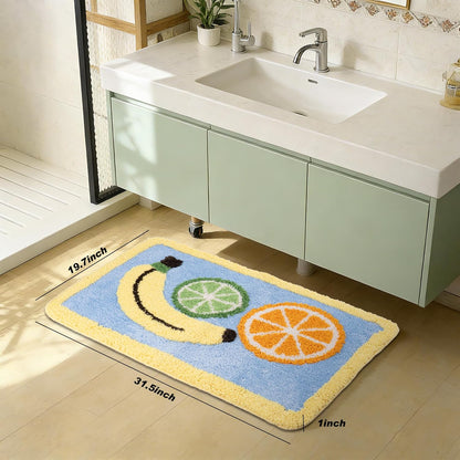 Ultra Absorbent Bath Rug Mat - Super Soft Microfiber with Non-Slip TPE Backing, Fast Drying Machine Washable Bathroom Floor Mat,19.7x31.5(Lemon)
