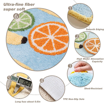 Ultra Absorbent Bath Rug Mat - Super Soft Microfiber with Non-Slip TPE Backing, Fast Drying Machine Washable Bathroom Floor Mat,19.7x31.5(Lemon)