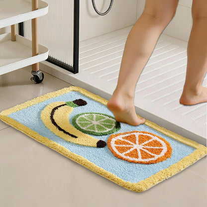 Ultra Absorbent Bath Rug Mat - Super Soft Microfiber with Non-Slip TPE Backing, Fast Drying Machine Washable Bathroom Floor Mat,19.7x31.5(Lemon)