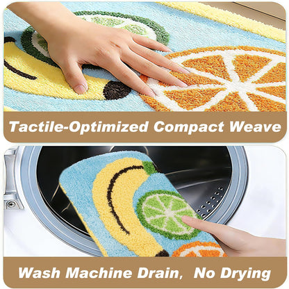Ultra Absorbent Bath Rug Mat - Super Soft Microfiber with Non-Slip TPE Backing, Fast Drying Machine Washable Bathroom Floor Mat,19.7x31.5(Lemon)