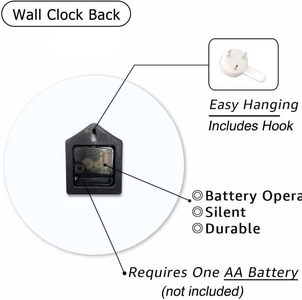 Clock Lemon Slice Style Wall Clock 10 Inch Silent Non-Ticking Clocks Battery Operated for Home Living Laundry Room Kitchen Bedroom Office