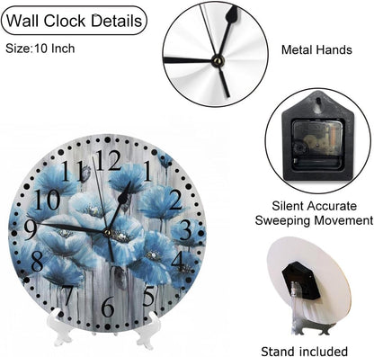 Clock Lemon Slice Style Wall Clock 10 Inch Silent Non-Ticking Clocks Battery Operated for Home Living Laundry Room Kitchen Bedroom Office