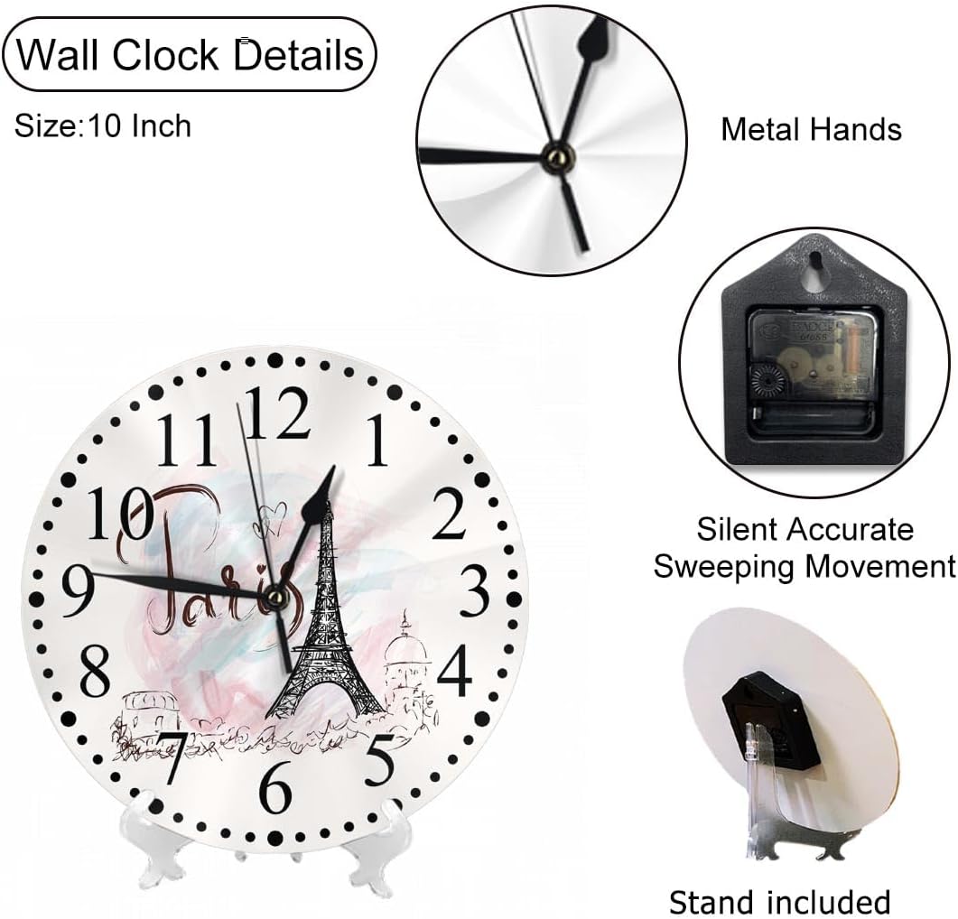 Clock Lemon Slice Style Wall Clock 10 Inch Silent Non-Ticking Clocks Battery Operated for Home Living Laundry Room Kitchen Bedroom Office