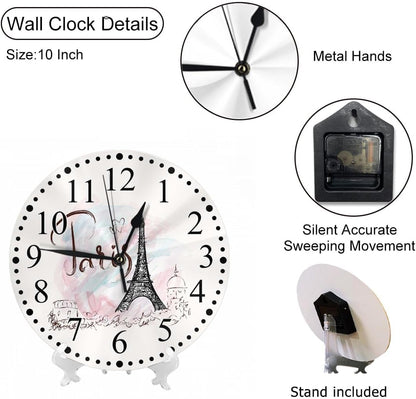 Clock Lemon Slice Style Wall Clock 10 Inch Silent Non-Ticking Clocks Battery Operated for Home Living Laundry Room Kitchen Bedroom Office