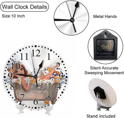 Clock Lemon Slice Style Wall Clock 10 Inch Silent Non-Ticking Clocks Battery Operated for Home Living Laundry Room Kitchen Bedroom Office