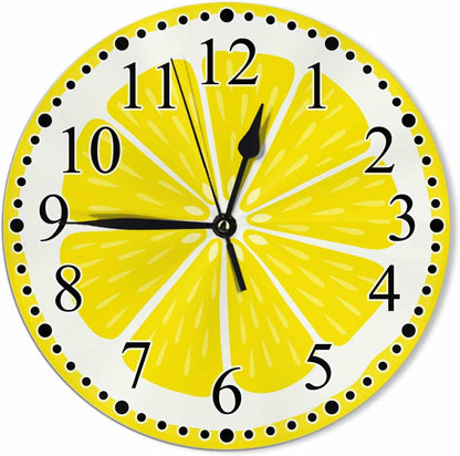 Clock Lemon Slice Style Wall Clock 10 Inch Silent Non-Ticking Clocks Battery Operated for Home Living Laundry Room Kitchen Bedroom Office