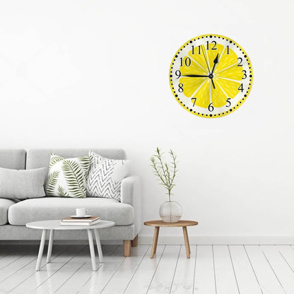 Clock Lemon Slice Style Wall Clock 10 Inch Silent Non-Ticking Clocks Battery Operated for Home Living Laundry Room Kitchen Bedroom Office