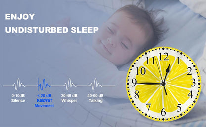 Clock Lemon Slice Style Wall Clock 10 Inch Silent Non-Ticking Clocks Battery Operated for Home Living Laundry Room Kitchen Bedroom Office