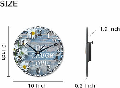 Clock Lemon Slice Style Wall Clock 10 Inch Silent Non-Ticking Clocks Battery Operated for Home Living Laundry Room Kitchen Bedroom Office