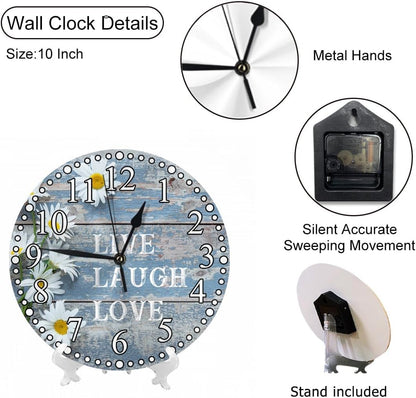 Clock Lemon Slice Style Wall Clock 10 Inch Silent Non-Ticking Clocks Battery Operated for Home Living Laundry Room Kitchen Bedroom Office