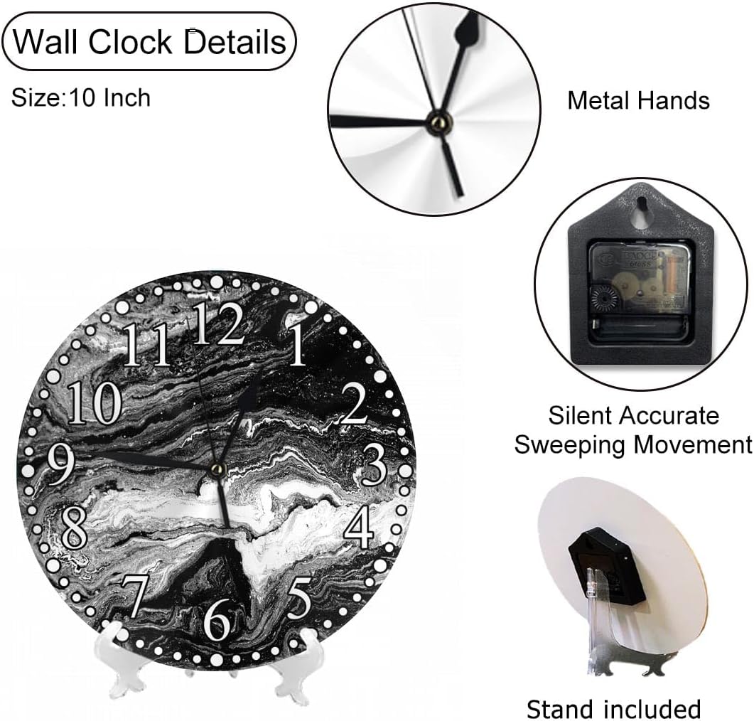 Clock Lemon Slice Style Wall Clock 10 Inch Silent Non-Ticking Clocks Battery Operated for Home Living Laundry Room Kitchen Bedroom Office