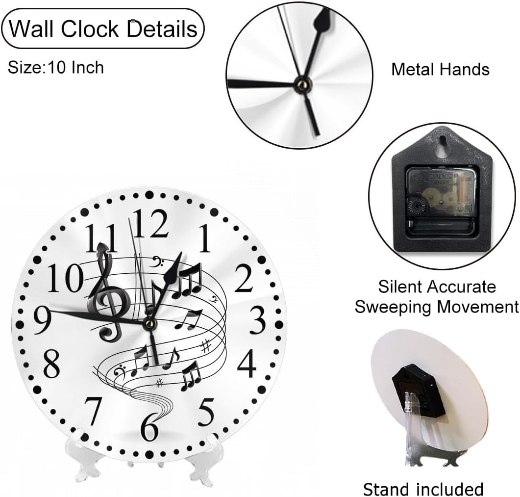 Clock Lemon Slice Style Wall Clock 10 Inch Silent Non-Ticking Clocks Battery Operated for Home Living Laundry Room Kitchen Bedroom Office