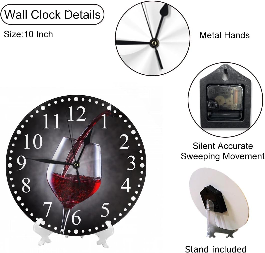 Clock Lemon Slice Style Wall Clock 10 Inch Silent Non-Ticking Clocks Battery Operated for Home Living Laundry Room Kitchen Bedroom Office