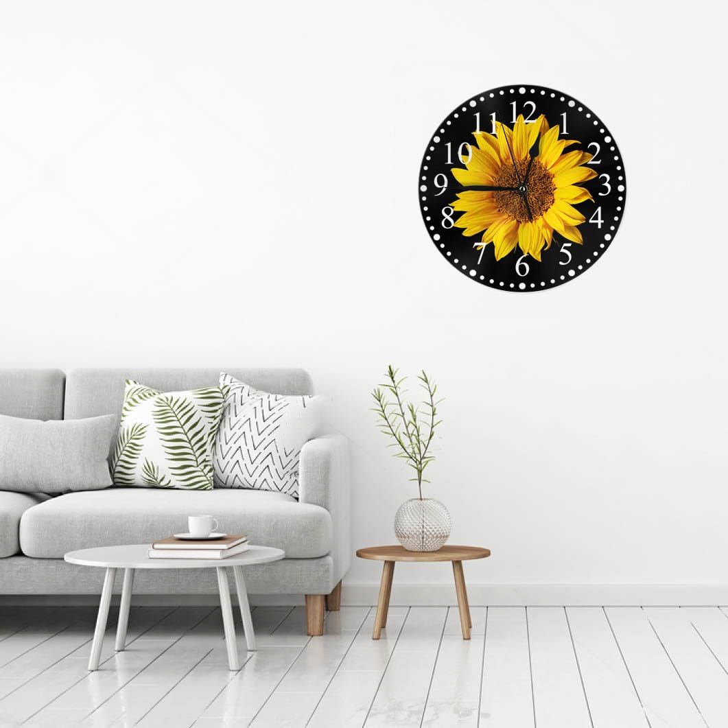 Clock Lemon Slice Style Wall Clock 10 Inch Silent Non-Ticking Clocks Battery Operated for Home Living Laundry Room Kitchen Bedroom Office