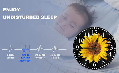 Clock Lemon Slice Style Wall Clock 10 Inch Silent Non-Ticking Clocks Battery Operated for Home Living Laundry Room Kitchen Bedroom Office