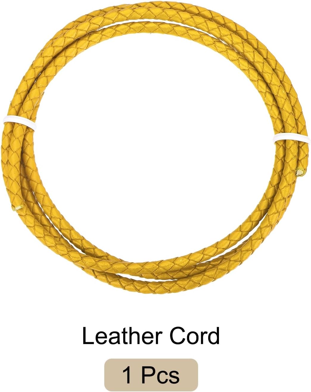Round Braided Leather Cord 4mm Bolo Leather Cord String Rope for Jewelry Making, Necklaces, Bracelets, Wraps, Crafts, 1m/3.3ft, Yellow