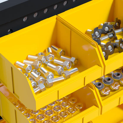 30PCS Wall Mounted Storage Bins, Plastic Tool Organizer for Garage Storage, Screws, Nuts, Bolts, Small Hardware Parts -Black, Yellow