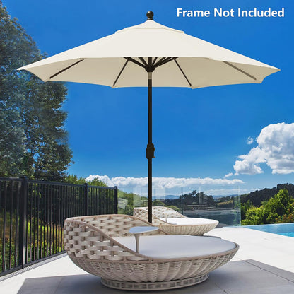 USA 9FT Patio Umbrella Replacement Covers 8 Ribs Market Umbrella Canopy Cover (CANOPY ONLY) (Natural)