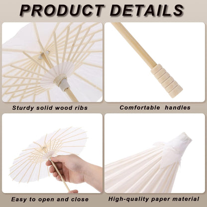 6 Pcs Paper Umbrellas, 8"/12"/16" Paper Parasol Umbrellas for Photography Props, Party Wedding Decoration, Yellow